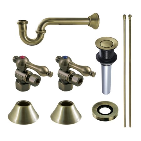 KINGSTON BRASS CC43103VKB30 Plumbing Sink Trim Kit with P-Trap and Drain, Antique Brass CC43103VKB30